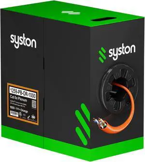 SYSTON CABLE TECHNOLOGY CAT 6E Ethernet Bulk Cable, 600MHz, 23/4pr Solid CU, CMP, Indoor/Outdoor 1000 ft. Orange