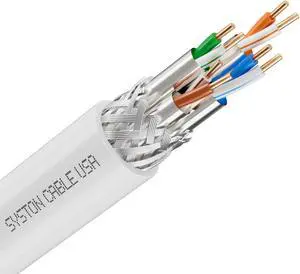 SYSTON CABLE TECHNOLOGY CAT 8 Ethernet Bulk Cable, 2000MHz, 22/4pr Solid CU, CMR, Indoor/Outdoor 250 ft. White