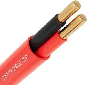 SYSTON CABLE TECHNOLOGY 16/2 Fire Alarm Cable, Solid Copper, Red, Unshielded, FPLP, Indoor/Outdoor