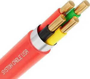 SYSTON CABLE TECHNOLOGY 18/4 Fire Alarm Cable, Solid Copper, Red, Shielded, FPLR, Indoor/Outdoor