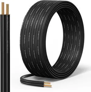 SYSTON CABLE TECHNOLOGY 14/2 Low Voltage Landscape Lighting Wire, Direct Burial, Stranded Copper, Black, Outdoor Black 100 ft.