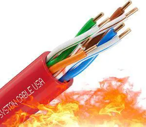 SYSTON CABLE TECHNOLOGY CAT 5E Ethernet Bulk Cable, 350MHz, 24/4pr Solid CU, CMP, Indoor/Outdoor 50 ft. White 100 ft. Red