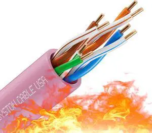 SYSTON CABLE TECHNOLOGY CAT 5E Ethernet Bulk Cable, 350MHz, 24/4pr Solid CU, CMP, Indoor/Outdoor 50 ft. White 100 ft. Pink