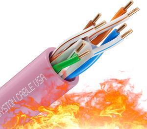 SYSTON CABLE TECHNOLOGY CAT 6E Ethernet Bulk Cable, 600MHz, 23/4pr Solid CU, CMP, Indoor/Outdoor 500 ft. White 50 ft. Pink