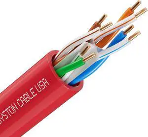 SYSTON CABLE TECHNOLOGY CAT 6E Ethernet Bulk Cable, 600MHz, 23/4pr Solid CU, CMR, Indoor/Outdoor 1000 ft. Black 100 ft. Red