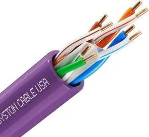 SYSTON CABLE TECHNOLOGY CAT 6E Ethernet Bulk Cable, 600MHz, 23/4pr Solid CU, CMP, Indoor/Outdoor 500 ft. White 500 ft. Pink 50 ft. Purple