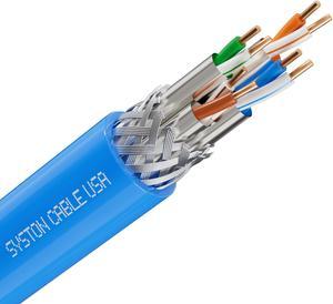 SYSTON CABLE TECHNOLOGY CAT 8 Ethernet Bulk Cable, 2000MHz, 22/4pr Solid CU, CMR, Indoor/Outdoor 250 ft. White 500 ft. Blue