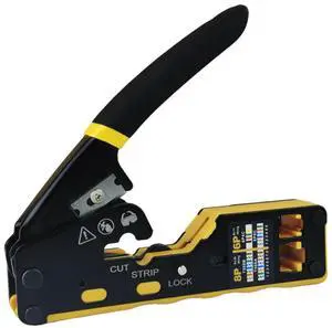 SYSTON CABLE TECHNOLOGY Modular Plug Crimper Kit for RJ11 (6P4C) RJ12 (6P6C) RJ45 (8P8C) Network Connectors - Heavy-Duty Cat5 Cat6 Ethernet Crimping Tool with Built-In Stripper & Cutter