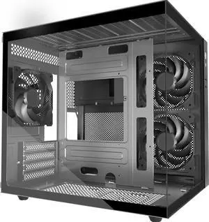 MATX PC Case,270° Panoramic Tempered Glass Panel Gaming PC Case,3 Fans Pre-Installed Micro-ATX Computer Case,USB 3.0,Black(V3)