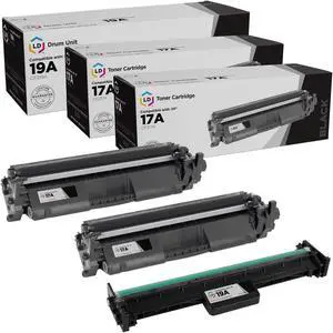 LD Products Compatible Toner & Drum Cartridge Replacements for HP 17A CF217A & HP 19A CF219A (2 Toners, 1 Drum, 3-Pack)