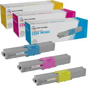 LD Products Compatible Toner Cartridge Replacements for Okidata C332dn & MC363dn (Cyan, Magenta, Yellow, 3-Pack)