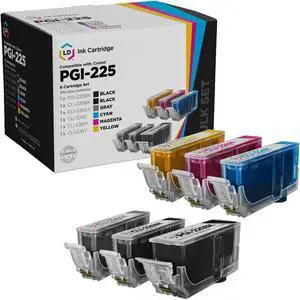 LD Products Compatible Ink Cartridge Replacements for Canon PGI-225 & CLI-226 (1 Pigment Black, 1 Dye Black, 1 Cyan, 1 Magenta, 1 Yellow, 1 Gray 6-Pack)