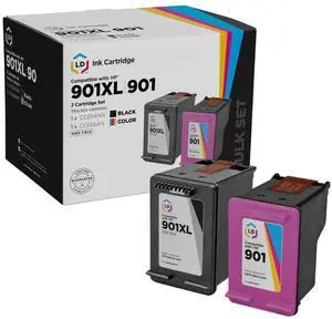 LD Products Remanufactured Ink Cartridge Replacement for HP 901XL & 901 High Yield (Black, Color, 2-Pack)