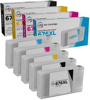 LD Products 5PK Replacement Epson 676XL T676XL Ink Black Color WorkForce WP-4020 WP-4530