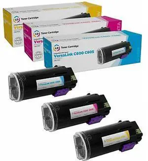 LD Products Compatible Toner Cartridge Replacements for Xerox VersaLink C600 C605 High Yield (Cyan, Magenta, Yellow, 3-Pack)