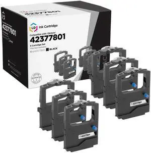 LD Products Compatible Printer Ribbon Cartridge Replacement for Okidata 42377801 (Black, 6-Pack)