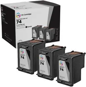 LD Products Remanufactured Ink Cartridge Replacement for HP 74 CB335WN (Black, 3-Pack)