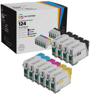 LD Products Ink Cartridge Replacements for Epson 124 Moderate Yield (4 Black, 2 Cyan, 2 Magenta, 2 Yellow, 10-Pack) for NX125, NX127, NX130, NX420, NX430 & WorkForce 320, 323, 325, 435 LD Products Ink Cartridge Replacements for Epson 124 Moderate Yield (4 Black, 2 Cyan, 2 Magenta, 2 Yellow, 10-Pack) for NX125, NX127, NX130, NX420, NX430 & WorkForce 320, 323, 325, 435