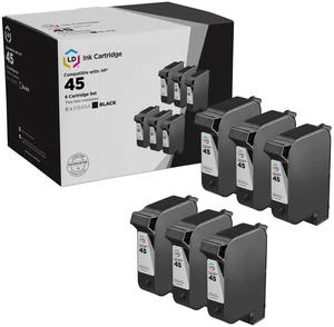 LD Products Replacement for HP 45 51645A Ink Cartridges (Black, 6-Pack) LD Products Replacement for HP 45 51645A Ink Cartridges (Black, 6-Pack)