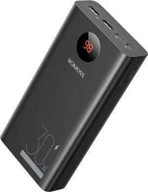 ROMOSS Power Bank, 30,000mAh Portable Charger with 30W USB-C Fast Charging for ipad, External Battery Pack with 3 Outputs& 3 Inputs for iPhone15/14/13/12, Sumsung and More