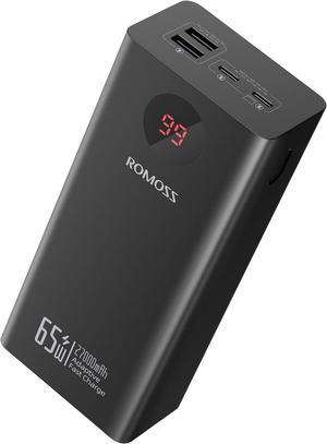 ROMOSS Power Bank, 65W 27,000mAh High Capacity Laptop Portable Charger with USB C Fast Charging, Digital Display, for iPhone 16/15/14, iPad, MacBook Pro, Samsung, Steam Deck, Dell XPS