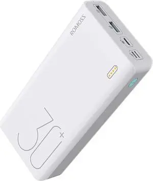 ROMOSS Power Bank, 30,000mAh Portable Phone Charger with USB C 3 Outputs & 3 Inputs, External Battery Pack PD 18W with iPhone 15/14/13/12, iPad, Samsung Galaxy and More