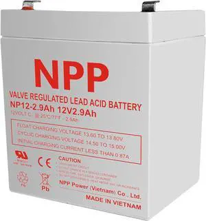 NPP 12V 2.9Ah Rechargeable AGM SLA Battery with F1 Terminals, for UPS, Emergency Light, Alarm Security System