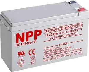 NPP HR1224W 12V 144Watts 24Watt/ Cell AGM Sealed Lead Acid Rechargeable UPS Battery, Replace 12V 6Ah, 6.5Ah APC Back-UPS NS 1250, Flame Retardant High Rate UPS Battery