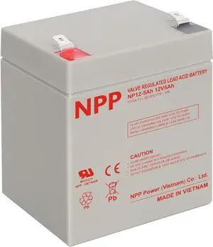 NPP 12V 5Ah Rechargeable SLA Battery with F1 Terminals, 12 Volt 5 AH Replacement Battery for Home Alarm Security System, Garage Door Opener, Emergency Lighting