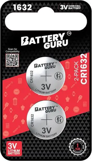 CR1632 3V Car Key Battery Pack of 2