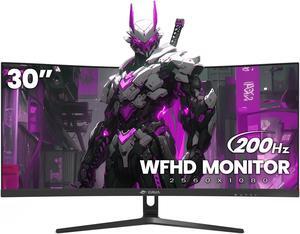 CRUA 30" Curved Gaming Monitor, 144Hz/200Hz Ultrawide Computer Monitor, WFHD(2560*1080P)VA Screen,21:9,1500R,99%sRGB, PC Monitors Support FreeSync, With HDMI/DP, Support Wall Mount- Black