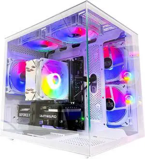 Suevery Gaming PC | 16G RAM | 1000G SSD | Ryzen 5 5600 | 6Cores UP to 4.4G | RX6500XT 4G | 4K Prebuilt Office Desktop Computer Wi Fi Home White