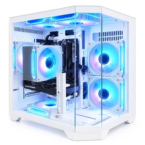 Suevery Gaming PC Desktop, AMD Ryzen 5 4500 Processor, AMD Radeon RX 6500 XT 4GB Graphics, 16GB DDR4 RAM, 512GB NVMe SSD, Wi-Fi, RGB Fans, 400W PSU, White Mini Tower