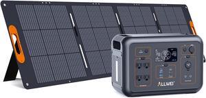 ALLWEI LiFePO4 Solar Generator 1200W(2400W Peak) with 1 * 200W Solar Panel, Fast Charge in 1.5Hrs, 1008Wh Portable Power Station, 4 AC Outlet, UPS Mode, Power Generator for Camping Outdoor Emergency