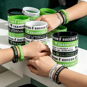 Bright Sports Silicone Football Bracelet Set, 200pcs, Team Commemorative Wristbands for Soccer-Themed Events, Birthday Parties, and Team Building Activities Bright Sports Silicone Football Bracelet Set, 200pcs, Team Commemorative Wristbands for Soccer-Themed Events, Birthday Parties, and Team Building Activities