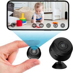 Indoor monitoring camera, 1080P clear night vision, home security camera, WiFi wireless small camera, home security monitoring, black