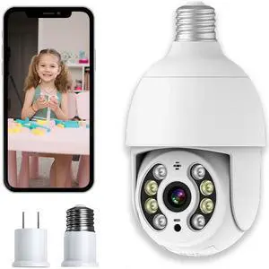 2K security camera, bulb camera with full-color night vision function, motion detection, 2.4GHz wireless WiFi suitable for home outdoor and indoor cameras