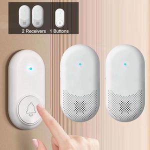 Home outdoor wireless doorbell, operating distance of 1300 feet (2 plug-in receivers+1 transmitter)