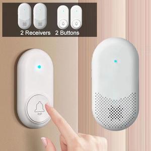 2 PCS Outdoor Wireless Doorbell for Home Operating at 1300 feet(2 Plug in Receiver + 2 Transmitters)