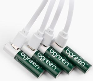 bgreen USB-C Rechargeable AAA Batteries, 4 Pack, 900 mAh, High Output, 4-in-1 Charging Cable Included, 1 Hour Full Charge
