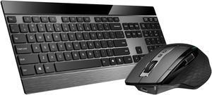Rapoo 9900M Wireless Keyboard and Laser Mouse Combo, Multi-Device Keyboard and Mouse Set, Support 4 Devices, 0.16-Inch Ultra-Thin, Bluetooth + 2.4GHz Tri-Mode Wireless for Windows/Mac/Linux/Chrome