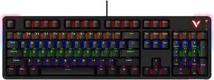 Rapoo V500Pro Full-Size Mechanical Gaming Keyboard, 104 Keys Anti-Ghosting, Customizable Rainbow RGB Backlit, Multimedia Hotkeys, Removable Top Case, USB-C, Heavy Duty, 2024 Edition, Brown Switch