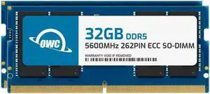 OWC 64GB (2x32GB) DDR5 5600 PC5-44800 CL46 2Rx8 262-pin 1.1V ECC Unbuffered SODIMM Memory RAM Module Upgrade Kit for Select Laptops or All-in-One Systems