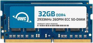 OWC 64GB (2x32GB) DDR4 2933MHz PC4-23400 CL21 2RX8 ECC Unbuffered SODIMM 1.2V 260-pin Memory RAM