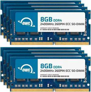 OWC 64GB (8x8GB) DDR4 2400MHZ PC4-19200 CL17 1RX8 ECC Unbuffered SODIMM 1.2V 260-pin Memory RAM