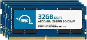 OWC 128GB (4x32GB) DDR5 4800 PC5-38400 CL40 2Rx8 262-pin 1.1V Non-ECC SODIMM Memory RAM Module Upgrade Kit for Select Laptops or All-in-One Systems
