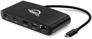 OWC Thunderbolt Mini Dock, Bus-Powered 5-Port Multi-Adapter with Dual 4K HDMI, Dual USB, Gigabit Ethernet, Integrated 7.2-inch Thunderbolt Cable, for Thunderbolt (USB-C) Equipped Mac and PC