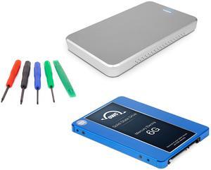 OWC 500GB Mercury Electra 6G SSD 7mm, 2.5" USB 3.0 Express Enclosure Kit (Silver) DIY Drive Upgrade Install Kit for Mac or PC