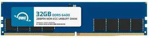 OWC 32GB DDR5 6400 PC5-51200 CL32 2Rx8 288-pin 1.1V Non-ECC Unbuffered DIMM Memory RAM Module Upgrade OWC 32GB DDR5 6400 PC5-51200 CL32 2Rx8 288-pin 1.1V Non-ECC Unbuffered DIMM Memory RAM Module Upgrade