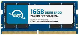 OWC 16GB DDR5 6400 PC5-51200 CL32 1Rx8 262-pin 1.1V ECC Unbuffered SODIMM Memory RAM Module Upgrade OWC 16GB DDR5 6400 PC5-51200 CL32 1Rx8 262-pin 1.1V ECC Unbuffered SODIMM Memory RAM Module Upgrade